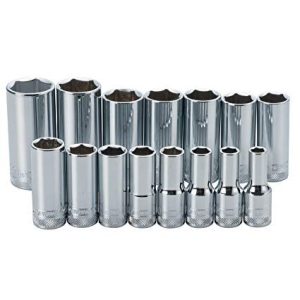 15Pc 3/8" Deep Crv Sockets On Rail